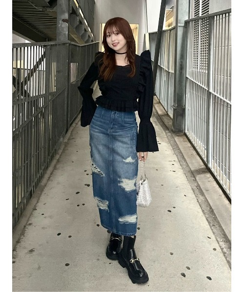 rienda(リエンダ)の「サイドオープンレイヤードデニムスカート 春服 夏服(デニムスカート・レディース・ライトブルー/ブルー・X-SMALL/MEDIUM/SMALL)」の20枚目の写真