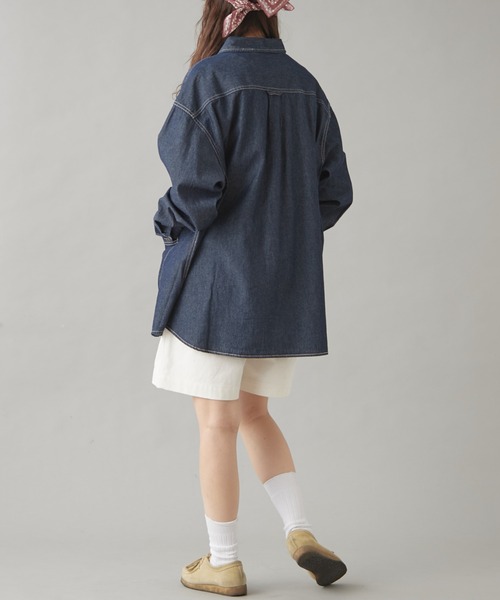 GEVACO（ゲバコ）の「【GEVACO】6ozショールカラーデニムワークシャツ（シャツ/ブラウス・レディース・ブルー/ネイビー・LARGE/MEDIUM）」の4枚目の写真