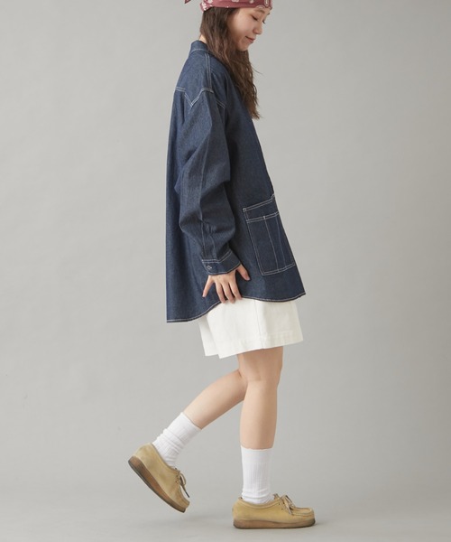 GEVACO（ゲバコ）の「【GEVACO】6ozショールカラーデニムワークシャツ（シャツ/ブラウス・レディース・ブルー/ネイビー・LARGE/MEDIUM）」の5枚目の写真