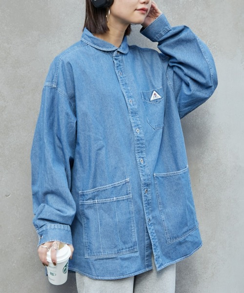 GEVACO（ゲバコ）の「【GEVACO】6ozショールカラーデニムワークシャツ（シャツ/ブラウス・レディース・ブルー/ネイビー・LARGE/MEDIUM）」の8枚目の写真