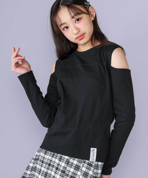 セール】【 ニコ☆プチ 掲載 】肩あきTシャツ＆シャーリング