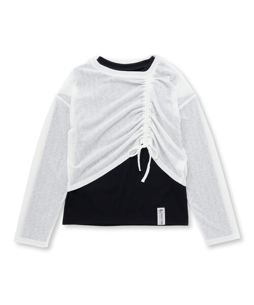 ZIDDY（ジディ）の「【 ニコ☆プチ 掲載 】肩あきTシャツ＆シャーリングトップセット(130~160cm)（セットアップ・キッズ・ホワイト/グリーン・FREE/130cm/140cm/150cm）」の6枚目の写真