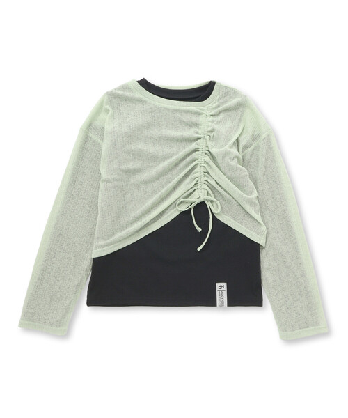 ZIDDY（ジディ）の「【 ニコ☆プチ 掲載 】肩あきTシャツ＆シャーリングトップセット(130~160cm)（セットアップ・キッズ・ホワイト/グリーン・FREE/130cm/140cm/150cm）」の8枚目の写真