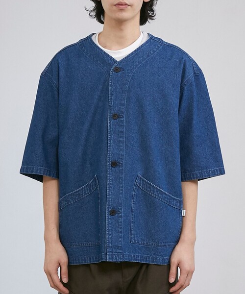 coen（コーエン）の「【C.DENIMS】デニムノーカラーシャツ（シャツ/ブラウス・メンズ・ダークグレー/コバルトブルー・L/M）」の15枚目の写真