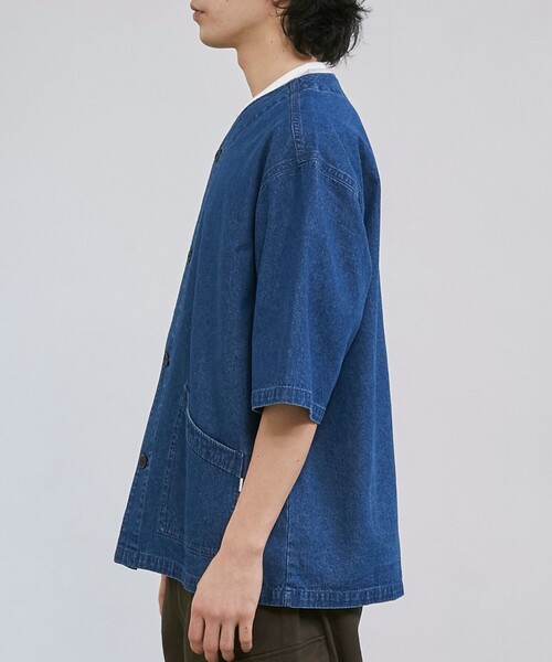 coen（コーエン）の「【C.DENIMS】デニムノーカラーシャツ（シャツ/ブラウス・メンズ・ダークグレー/コバルトブルー・L/M）」の16枚目の写真