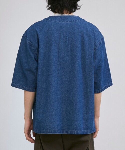 coen（コーエン）の「【C.DENIMS】デニムノーカラーシャツ（シャツ/ブラウス・メンズ・ダークグレー/コバルトブルー・L/M）」の17枚目の写真