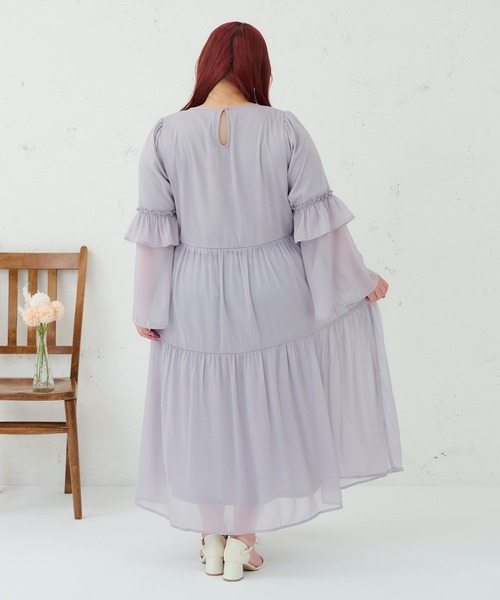 Louiosy(ルオシー)の「【大きいサイズ】Vネックティアードワンピース(ワンピース・レディース・ライトピンク/チャコールグレー/グレー系その他・4L/3L)」の21枚目の写真
