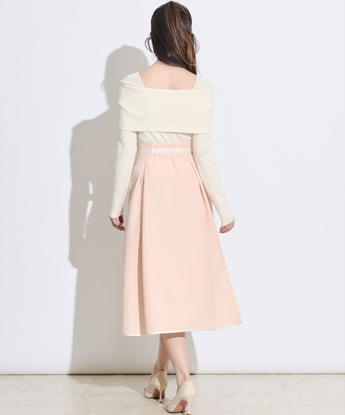 SWINGLE（スウィングル）の「バイカラーリボンベルトパイピングラメツイードスカート（スカート・レディース・ネイビー/ピンク/アイボリー・SMALL/MEDIUM）」の8枚目の写真