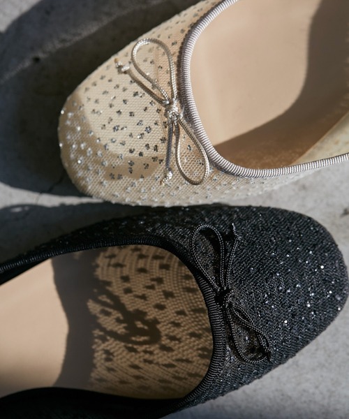 ROPE' PICNIC（ロペピクニック）の「【AIRina/エアリーナ】軽くてやわらかいシアーグリッターバレエシューズ（バレエシューズ・レディース・キナリ/ブラック・L/M/S）」の3枚目の写真