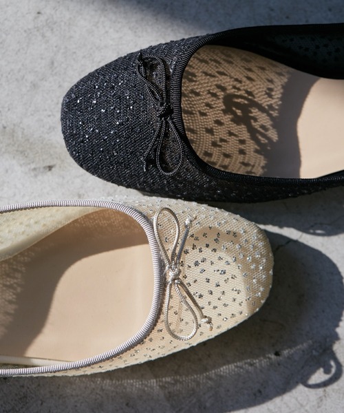 ROPE' PICNIC（ロペピクニック）の「【AIRina/エアリーナ】軽くてやわらかいシアーグリッターバレエシューズ（バレエシューズ・レディース・キナリ/ブラック・L/M/S）」の5枚目の写真