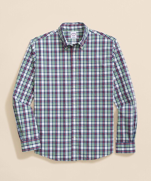 BROOKS BROTHERS(ブルックスブラザーズ)の「コットンポプリン チェック フライデーシャツ(シャツ/ブラウス・メンズ・ネイビー/グリーン/ピンク/アクア・LARGE/MEDIUM/X-LARGE/SMALL/X-SMALL)」の1枚目の写真