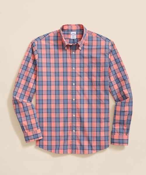 BROOKS BROTHERS(ブルックスブラザーズ)の「コットンポプリン チェック フライデーシャツ(シャツ/ブラウス・メンズ・ネイビー/グリーン/ピンク/アクア・LARGE/MEDIUM/X-LARGE/SMALL/X-SMALL)」の4枚目の写真
