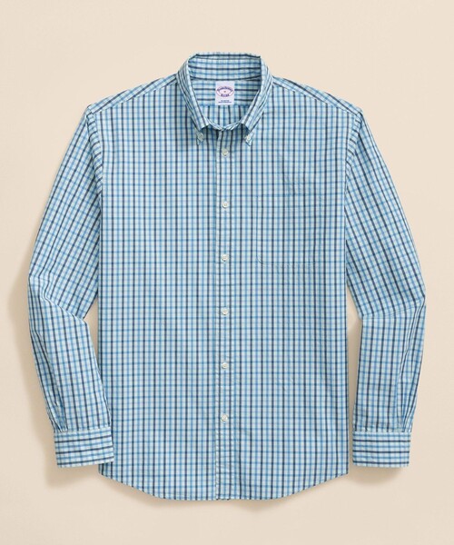 BROOKS BROTHERS(ブルックスブラザーズ)の「コットンポプリン チェック フライデーシャツ(シャツ/ブラウス・メンズ・ネイビー/グリーン/ピンク/アクア・LARGE/MEDIUM/X-LARGE/SMALL/X-SMALL)」の3枚目の写真