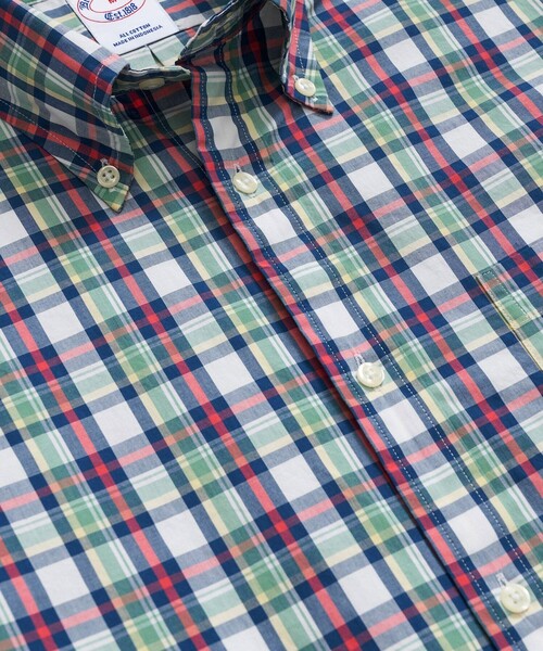 BROOKS BROTHERS(ブルックスブラザーズ)の「コットンポプリン チェック フライデーシャツ(シャツ/ブラウス・メンズ・ネイビー/グリーン/ピンク/アクア・LARGE/MEDIUM/X-LARGE/SMALL/X-SMALL)」の7枚目の写真