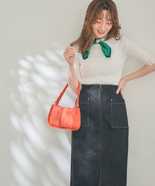 12Twelve Agenda(トゥエルブ アジェンダ)の「前後2wayスカラネック5分袖リブニットプルオーバー(ニット/セーター・レディース・ブラック/サックスブルー/オフホワイト/グリーン/ピンク/ブラウン/ブルーグリーン・M)」の8枚目の写真