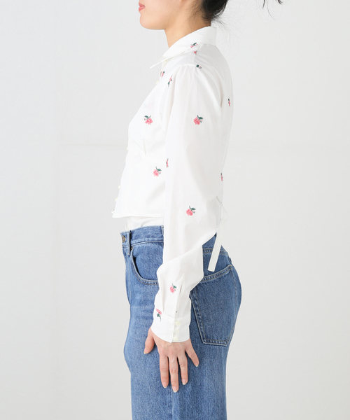 jane smith ブラウス JANE SMITH/ジェーンスミス】FLOWER EMBROIDERY SHORT SHAPE