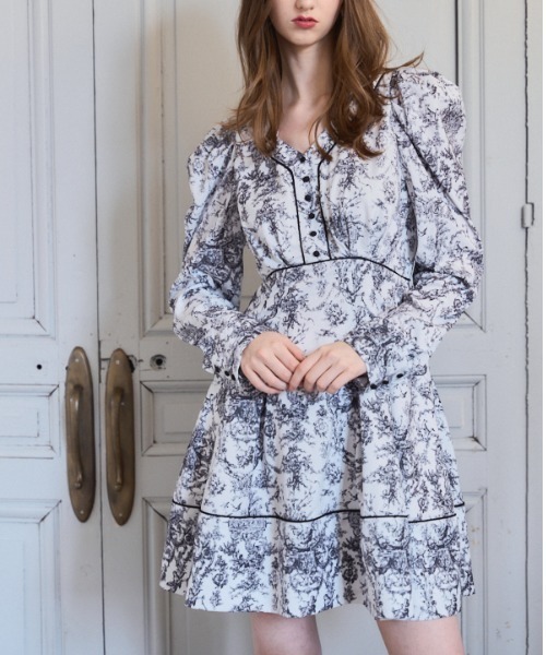 セール】Elegance Toile Printed Dress エレガンストワル