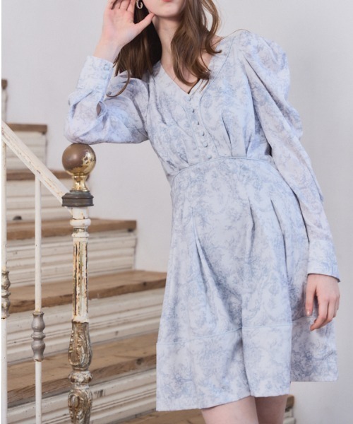 Meline M(メリンエム)の「Elegance Toile Printed Dress エレガンストワルプリントワンピース(ワンピース・レディース・ブラック系/ブルー系・FREE)」の19枚目の写真