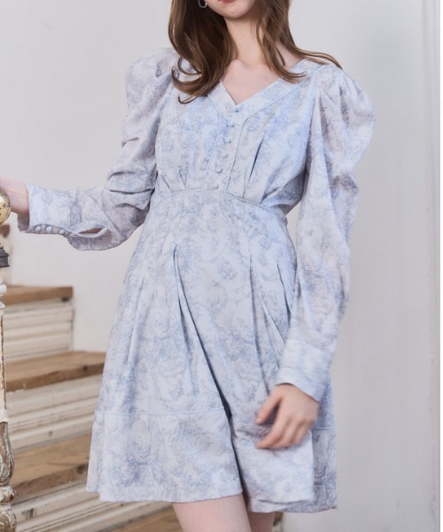 Meline M(メリンエム)の「Elegance Toile Printed Dress エレガンストワルプリントワンピース(ワンピース・レディース・ブラック系/ブルー系・FREE)」の21枚目の写真