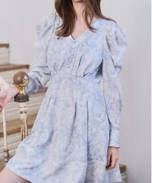 Meline M(メリンエム)の「Elegance Toile Printed Dress エレガンストワルプリントワンピース(ワンピース・レディース・ブラック系/ブルー系・FREE)」の13枚目の写真