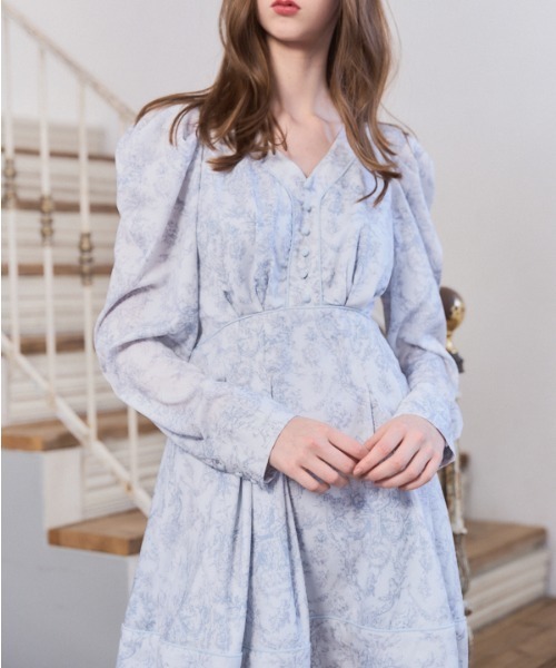 Meline M(メリンエム)の「Elegance Toile Printed Dress エレガンストワルプリントワンピース(ワンピース・レディース・ブラック系/ブルー系・FREE)」の10枚目の写真