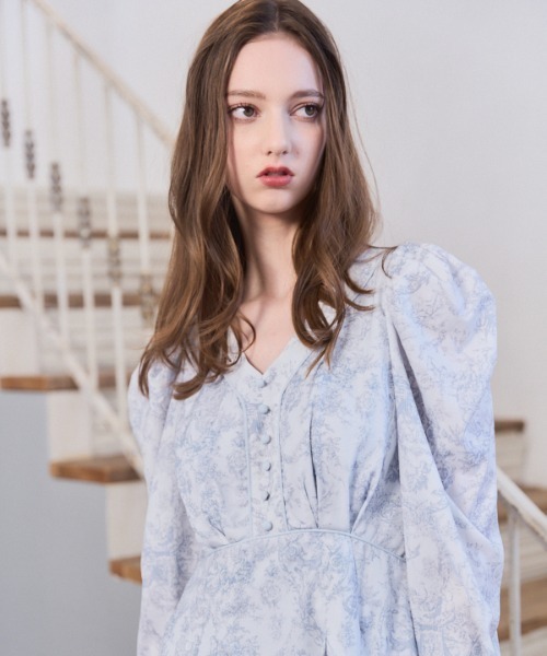 Meline M(メリンエム)の「Elegance Toile Printed Dress エレガンストワルプリントワンピース(ワンピース・レディース・ブラック系/ブルー系・FREE)」の8枚目の写真