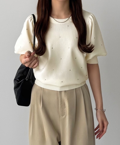 未使用☆40☆テンセルストレッチ パフスリーブ ニット☆23区 22SS美品】23区 テンセルストレッチ パフスリーブ ニット 38
