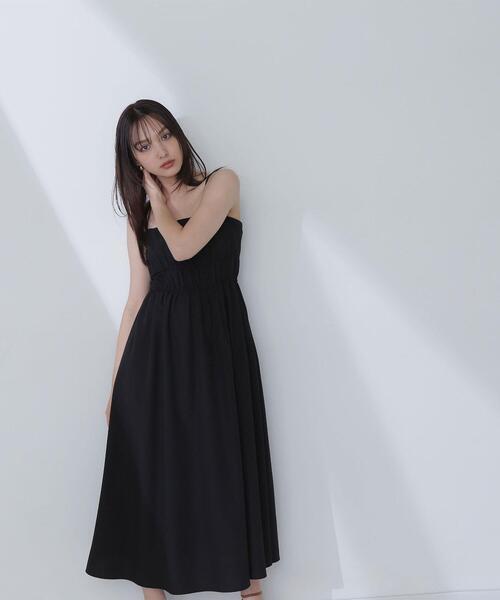 NATURAL BEAUTY BASIC(ナチュラルビューティーベーシック)の「◇【THINK NATURAL】ギャザーデザインキャミワンピース(ワンピース・レディース・ライトグリーン/ブラック/オフホワイト・MEDIUM/P/S)」の6枚目の写真