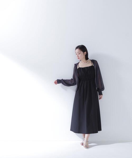 NATURAL BEAUTY BASIC(ナチュラルビューティーベーシック)の「◇【THINK NATURAL】ギャザーデザインキャミワンピース(ワンピース・レディース・ライトグリーン/ブラック/オフホワイト・MEDIUM/P/S)」の12枚目の写真