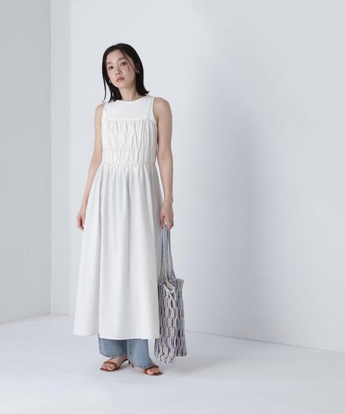 NATURAL BEAUTY BASIC(ナチュラルビューティーベーシック)の「◇【THINK NATURAL】ギャザーデザインキャミワンピース(ワンピース・レディース・ライトグリーン/ブラック/オフホワイト・MEDIUM/P/S)」の16枚目の写真