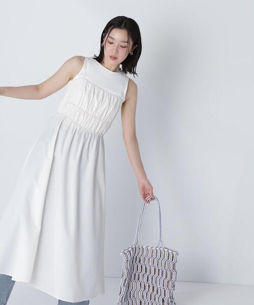 NATURAL BEAUTY BASIC(ナチュラルビューティーベーシック)の「◇【THINK NATURAL】ギャザーデザインキャミワンピース(ワンピース・レディース・ライトグリーン/ブラック/オフホワイト・MEDIUM/P/S)」の17枚目の写真