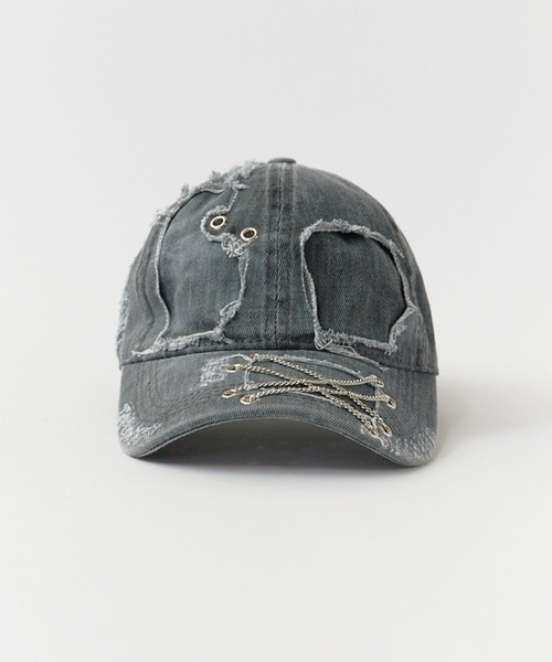 Destroy Cap / チェーン付き Y2K風 ダメージキャップ（キャップ