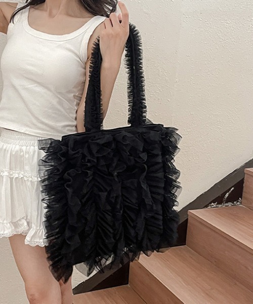 りのmama♡チュールショルダー付きヌビバッグ NEW】チュール付きヌビバッグ ヌビバッグ サブバッグ ヌビ