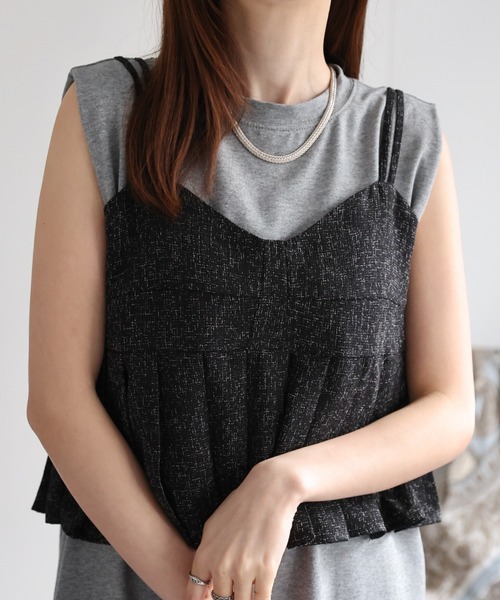 セール】【セットアップ対応】サマーツイードプリーツキャミビスチェ