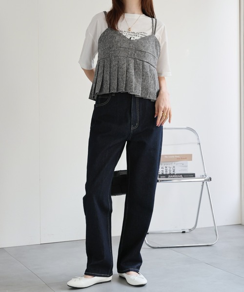 セール】【セットアップ対応】サマーツイードプリーツキャミビスチェ