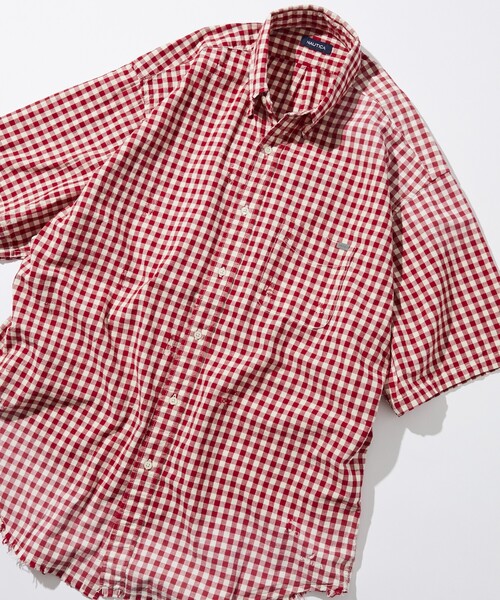 NAUTICA（ノーティカ）の「NAUTICA/ノーティカ Faded Crushed S/S Shirt/フェイデッド クラッシュド ショートスリーブシャツ（シャツ/ブラウス・メンズ・ネイビー/ブラック/レッド・MEDIUM/X-LARGE/LARGE）」の12枚目の写真