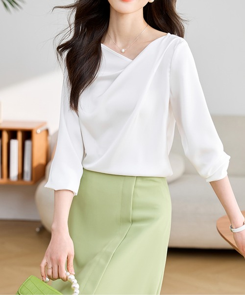AMAJI(アマジ)の「カシュクールシャツ(Tシャツ/カットソー・レディース・ホワイト・SMALL/MEDIUM/LARGE/X-LARGE/XX-LARGE)」の5枚目の写真