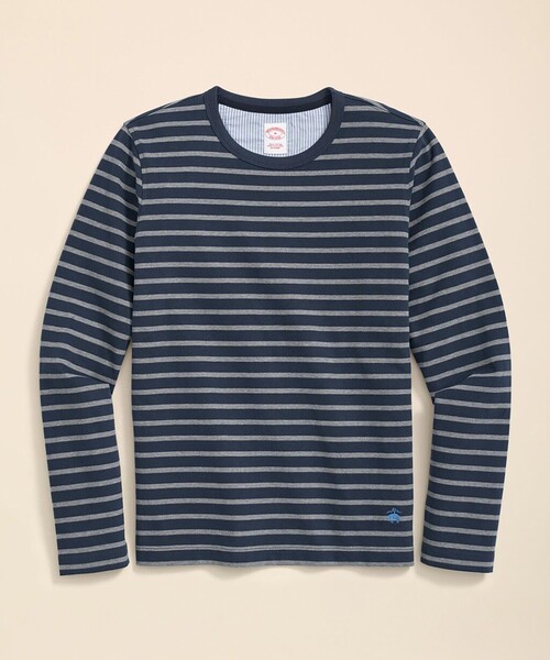 BROOKS BROTHERS(ブルックスブラザーズ)の「スウェードコットン GFロゴ マリナーストライプ ロングスリーブTシャツ(Tシャツ/カットソー・メンズ・ブルー/ネイビー/ホワイト・MEDIUM/X-LARGE/X-SMALL/LARGE/SMALL)」の2枚目の写真