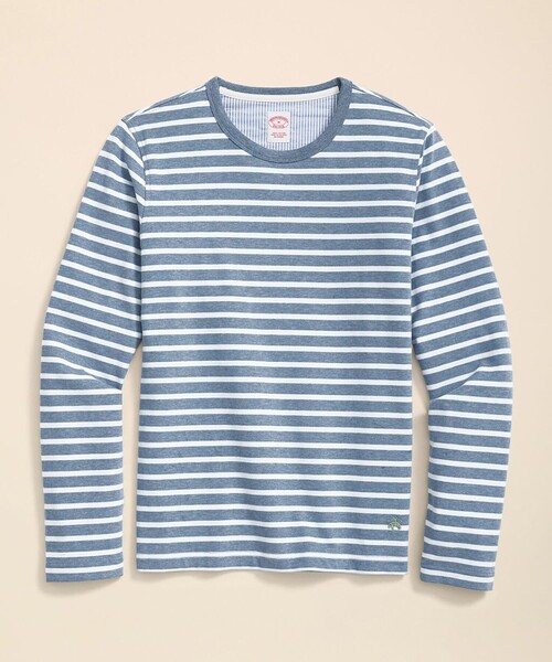 BROOKS BROTHERS(ブルックスブラザーズ)の「スウェードコットン GFロゴ マリナーストライプ ロングスリーブTシャツ(Tシャツ/カットソー・メンズ・ブルー/ネイビー/ホワイト・MEDIUM/X-LARGE/X-SMALL/LARGE/SMALL)」の3枚目の写真
