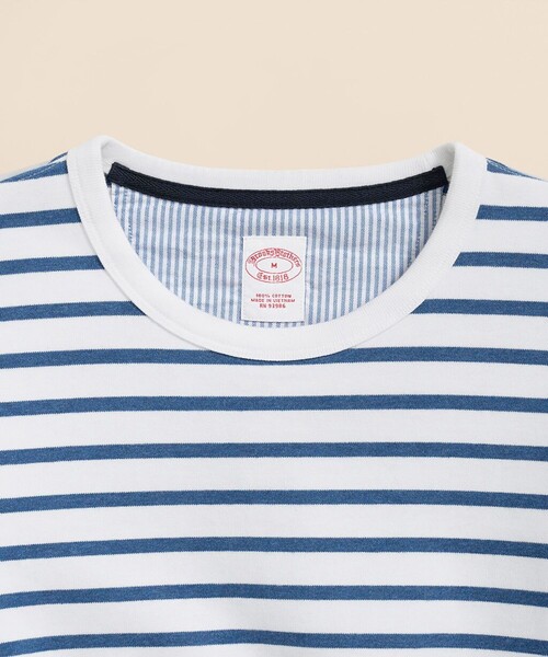 BROOKS BROTHERS(ブルックスブラザーズ)の「スウェードコットン GFロゴ マリナーストライプ ロングスリーブTシャツ(Tシャツ/カットソー・メンズ・ブルー/ネイビー/ホワイト・MEDIUM/X-LARGE/X-SMALL/LARGE/SMALL)」の4枚目の写真