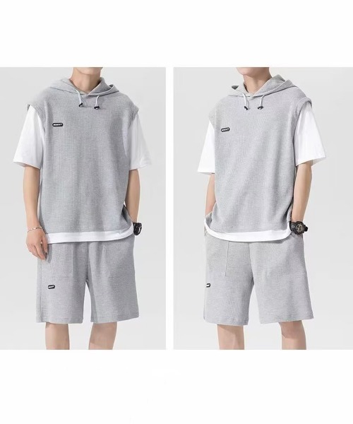 NEW GENTLEMAN(ニュージェントルマン)の「【2点SET】ルーク セットアップ パーカーT&ショーツ(Tシャツ/カットソー・メンズ・グレー/ブラック・M/L/XL)」の11枚目の写真