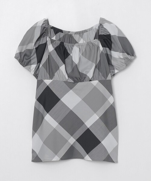 BLUE LABEL CRESTBRIDGE（ブルーレーベルクレストブリッジ）の「クレストブリッジチェックライトクロッシングツイルスクエアネックブラウス（シャツ/ブラウス・レディース・グレー系その他2/オレンジ系その他2/ベージュ系その他・38/36）」の7枚目の写真