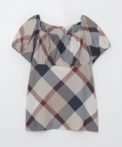 BLUE LABEL CRESTBRIDGE（ブルーレーベルクレストブリッジ）の「クレストブリッジチェックライトクロッシングツイルスクエアネックブラウス（シャツ/ブラウス・レディース・グレー系その他2/オレンジ系その他2/ベージュ系その他・38/36）」の11枚目の写真