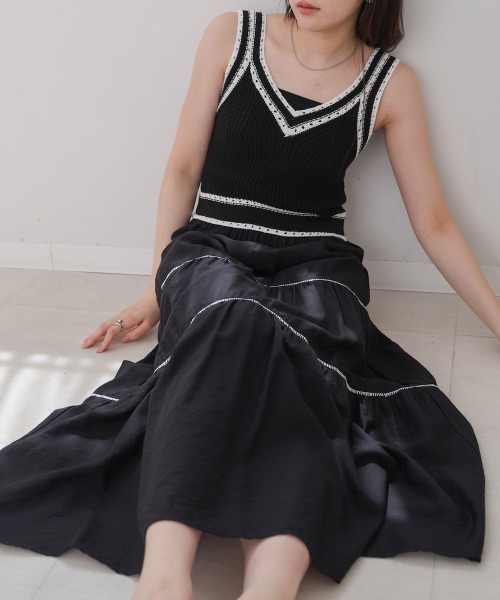 Bab(バブ)の「【S・Mサイズ展開】ニットドッキングティアードワンピース(ワンピース・レディース・ブラック/ライトグリーン/ベージュ・S/M)」の20枚目の写真