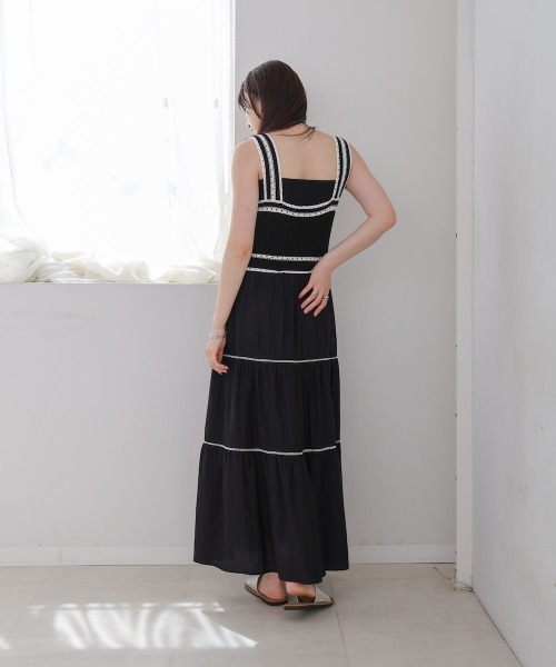 Bab(バブ)の「【S・Mサイズ展開】ニットドッキングティアードワンピース(ワンピース・レディース・ブラック/ライトグリーン/ベージュ・S/M)」の6枚目の写真