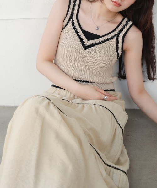 Bab(バブ)の「【S・Mサイズ展開】ニットドッキングティアードワンピース(ワンピース・レディース・ブラック/ライトグリーン/ベージュ・S/M)」の11枚目の写真