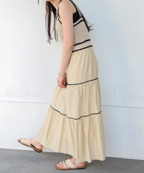 Bab(バブ)の「【S・Mサイズ展開】ニットドッキングティアードワンピース(ワンピース・レディース・ブラック/ライトグリーン/ベージュ・S/M)」の14枚目の写真