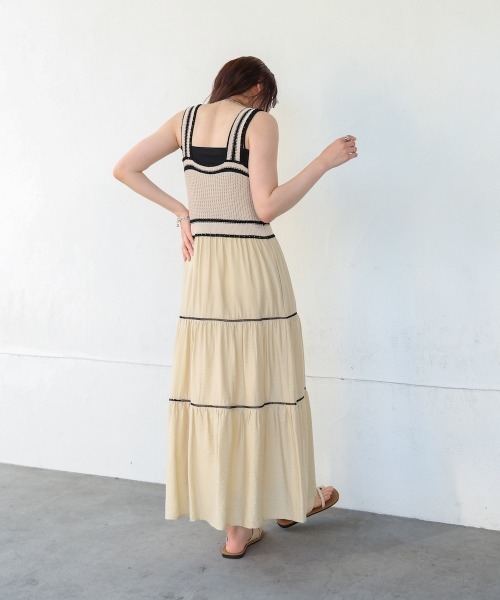 Bab(バブ)の「【S・Mサイズ展開】ニットドッキングティアードワンピース(ワンピース・レディース・ブラック/ライトグリーン/ベージュ・S/M)」の16枚目の写真