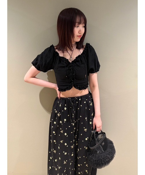 FURFUR（ファーファー）の「フラワープリントスウェットワイドパンツ（スウェットパンツ・レディース・ホワイト/ライトグレー/ブラック・FREE）」の13枚目の写真