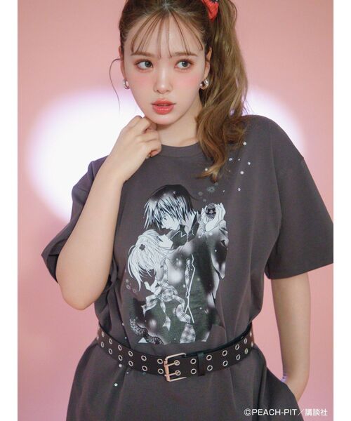 CALNAMUR(カルナムール)の「【しゅごキャラ!コラボ】あむイクトTシャツ(Tシャツ/カットソー・レディース・チャコールグレー/ホワイト・FREE)」の2枚目の写真
